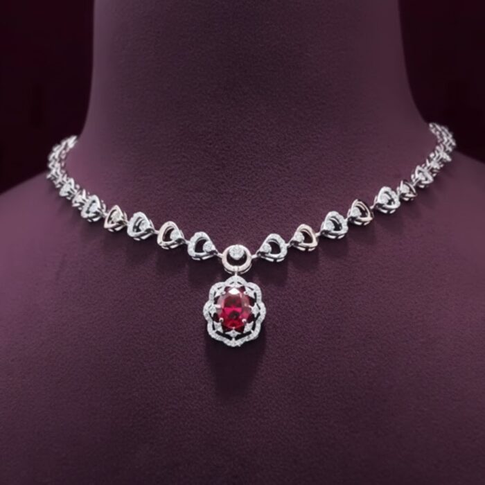 Natural Diamond Necklace (Red) DNS3889
